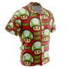 1Up Mushroom Super Mario Men's Short Sleeve Button Up Hawaiian Shirt