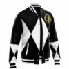 Hooktab 3D Printed Black Ranger Mighty Morphin Power Rangers Unisex Varsity Jacket