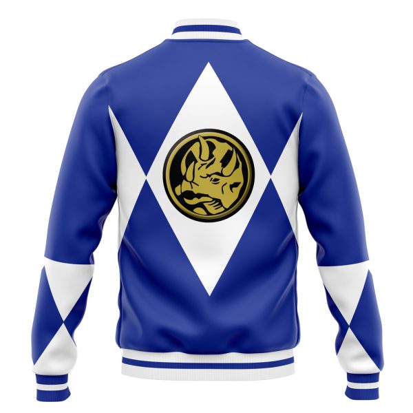 Hooktab 3D Printed Blue Ranger Mighty Morphin Power Rangers Unisex Varsity Jacket