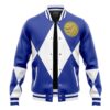 Hooktab 3D Printed Blue Ranger Wolf Mighty Morphin Power Rangers Unisex Varsity Jacket