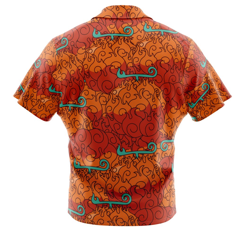 Mera Mera No Mi Luffy Devil Fruit One Piece Men's Short Sleeve Button Up Hawaiian Shirt