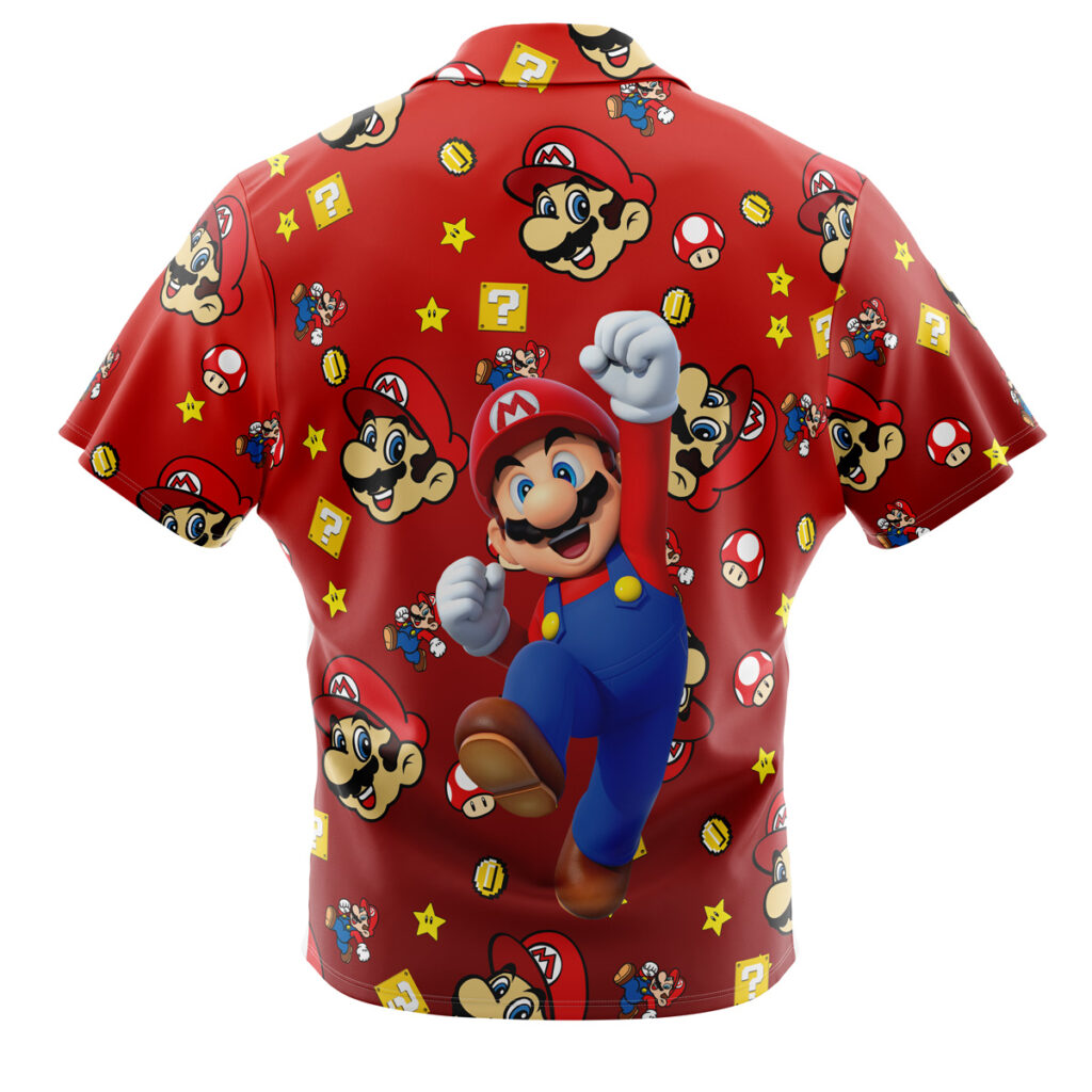 Mario Pattern Super Mario Men's Short Sleeve Button Up Hawaiian Shirt