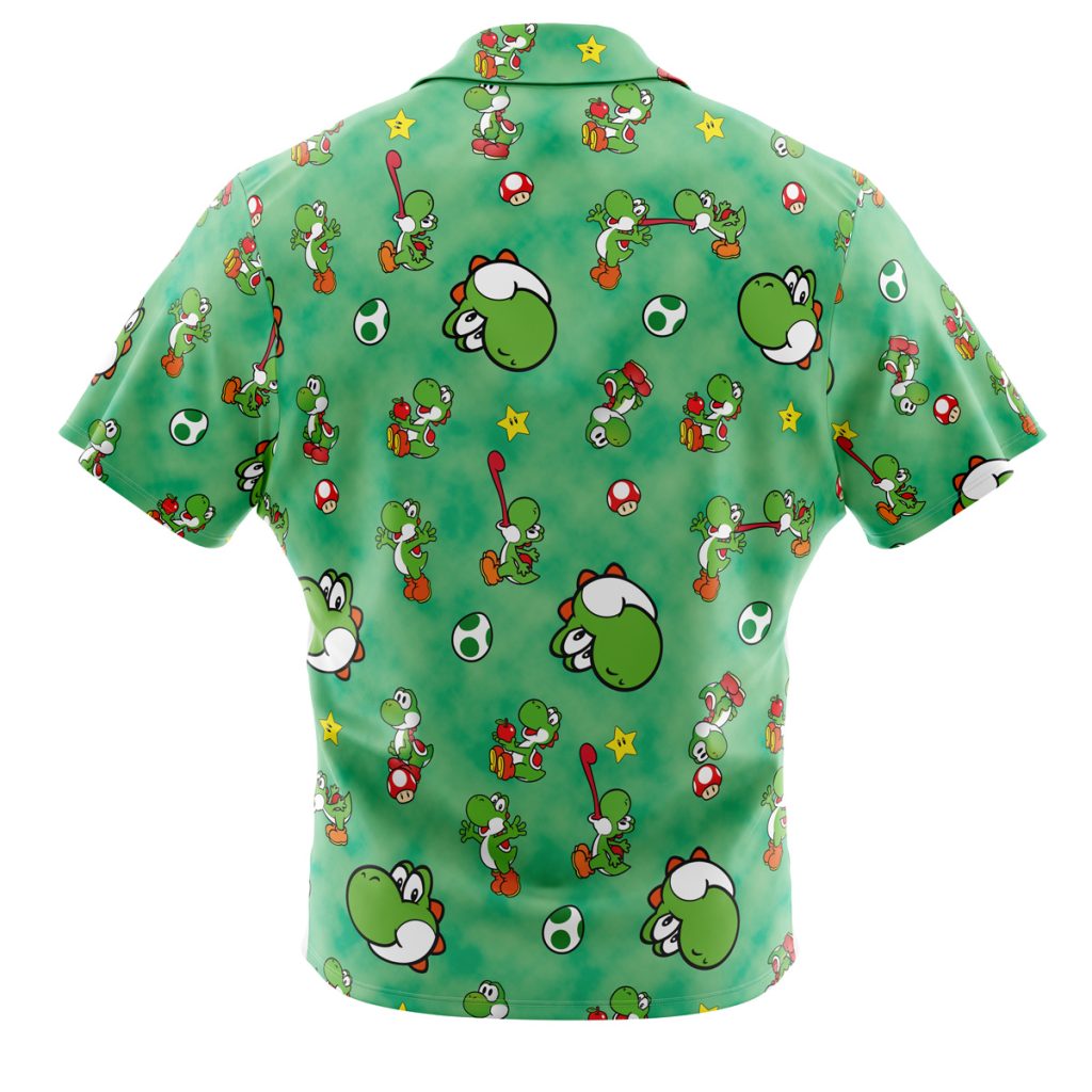 Yoshi Pattern Super Mario Men's Short Sleeve Button Up Hawaiian Shirt