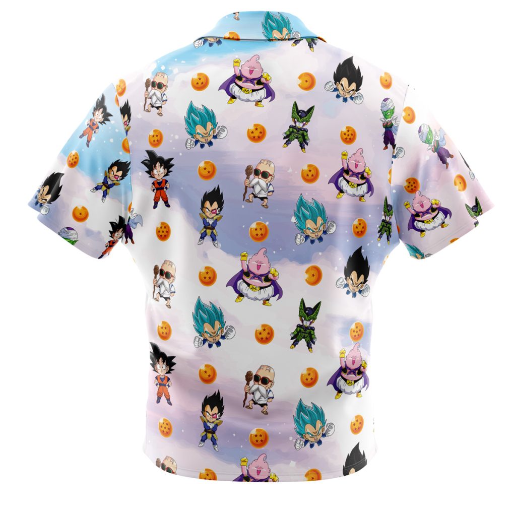 Chibi Dragon Ball Characters Pattern Men's Short Sleeve Button Up Hawaiian Shirt