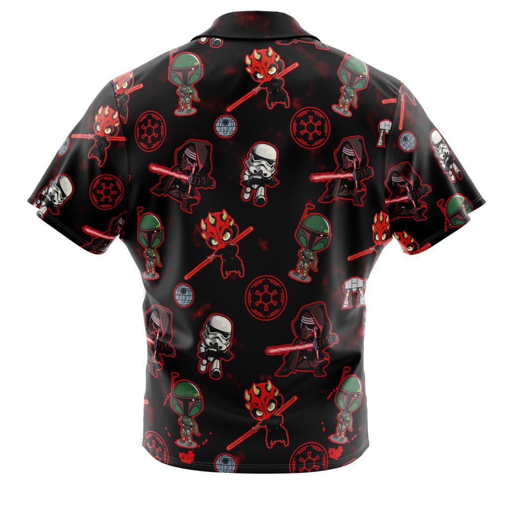 Chibi Sith Galactic Empire Star Wars Pattern Men's Short Sleeve Button Up Hawaiian Shirt