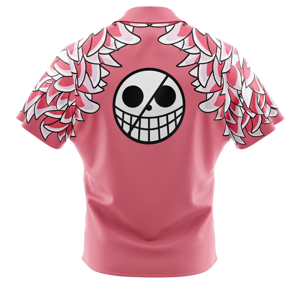 Doflamingo Pattern One Piece Men's Short Sleeve Button Up Hawaiian Shirt