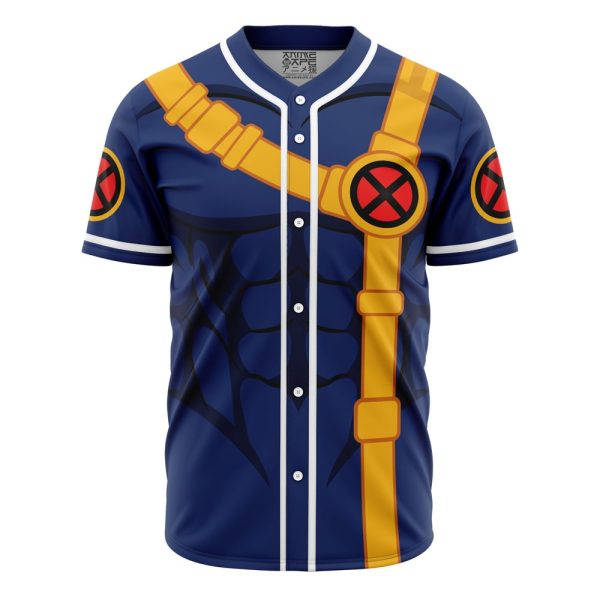 Hooktab 3D Printed Cyclops X-Men Marvel Men's Short Sleeve Anime Baseball Jersey