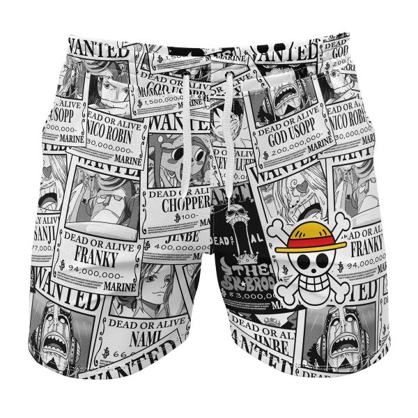 Hooktab Aloha Strawhat Wanted One Piece Anime Mens Shorts Running Shorts Workout Gym Shorts