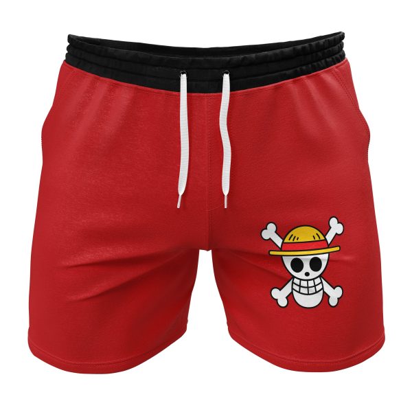 Hooktab Luffy Straw Hat Pirates One Piece Anime Mens Shorts Running Shorts Workout Gym Shorts