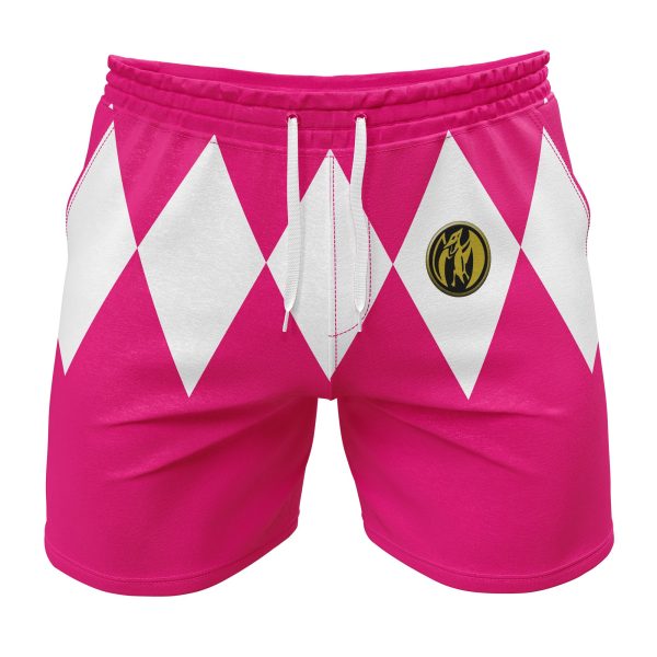 Hooktab Pink Ranger Mighty Morphin Power Rangers Anime Mens Shorts Running Shorts Workout Gym Shorts