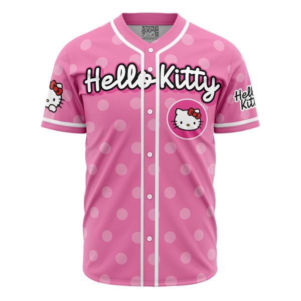 Hooktab 3D Printed Hello Kitty Sanrio Men's Short Sleeve Anime Baseball Jersey