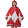 Hooktab 3D Printed Red Ranger Mighty Morphin Power Rangers Unisex Snug Oversized Blanket Hoodie