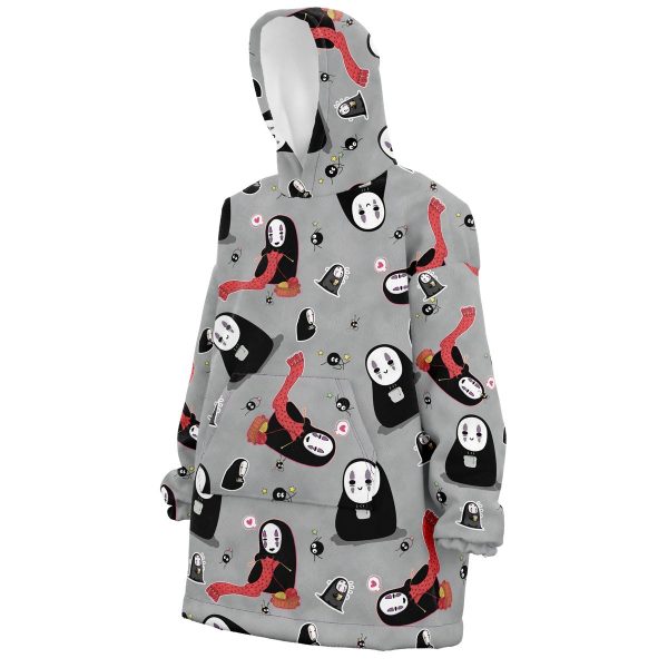 Hooktab 3D Printed No Face Pattern Spirited Away Unisex Snug Oversized Blanket Hoodie