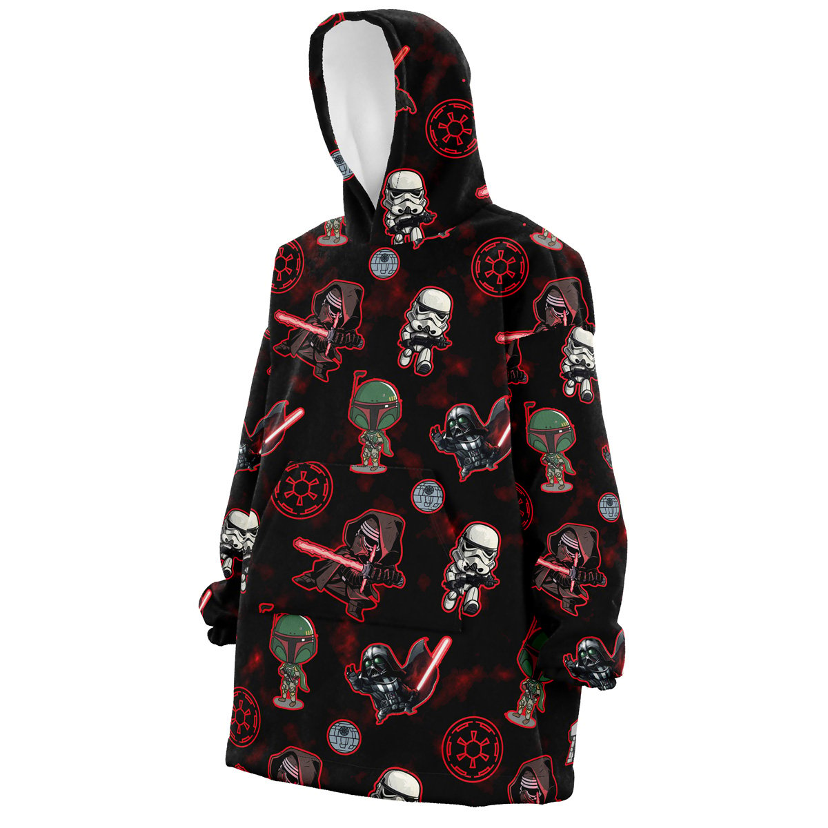 Hooktab 3D Printed Chibi Sith Galactic Empire Pattern Star Wars Unisex Snug Oversized Blanket Hoodie