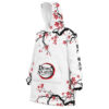 Hooktab 3D Printed Nezuko Kamado Cherry Blossom Demon Slayer Unisex Snug Oversized Blanket Hoodie