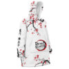 Hooktab 3D Printed Nezuko Kamado Cherry Blossom Demon Slayer Unisex Snug Oversized Blanket Hoodie