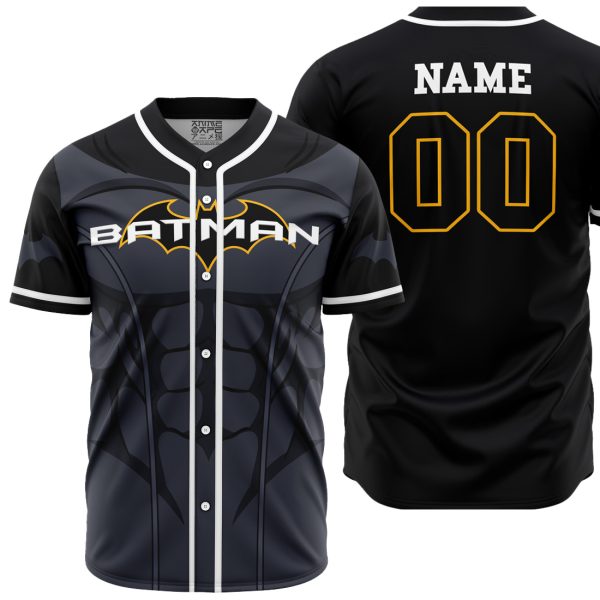 Hooktab 3D Printed Personalized Batman DC Comics Men's Short Sleeve Anime Baseball Jersey