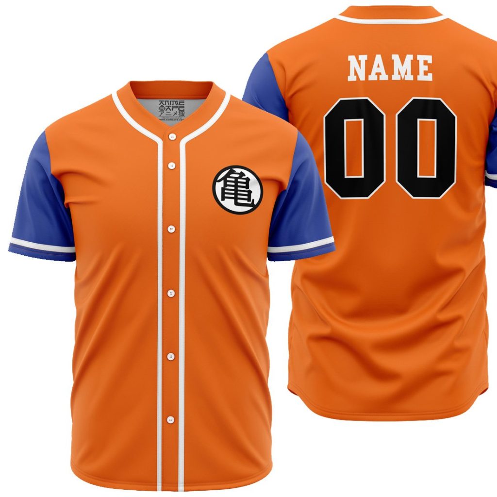 Hooktab 3D Printed Personalized Goku Kame Kai Dragon Ball Z Men's Short Sleeve Anime Baseball Jersey