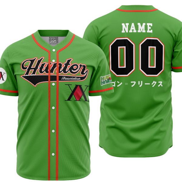 Hooktab 3D Printed Personalized Hunter Association Hunter X Hunter Men's Short Sleeve Anime Baseball Jersey