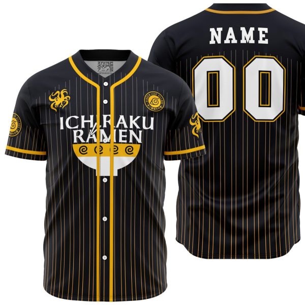 Hooktab 3D Printed Personalized Ichiraku Ramen Naruto Men's Short Sleeve Anime Baseball Jersey