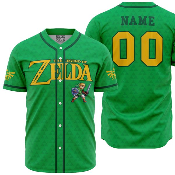Hooktab 3D Printed Personalized Link Legend of Zelda Men's Short Sleeve Anime Baseball Jersey
