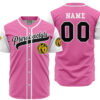 Hooktab 3D Printed Personalized Pterodactyls Pink Power Rangers Men's Short Sleeve Anime Baseball Jersey