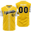 Hooktab 3D Printed Personalized Sabertooths Yellow Power Rangers Men's Short Sleeve Anime Baseball Jersey