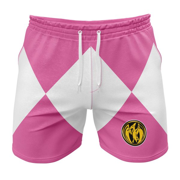 Hooktab Pink Ranger Power Coin Power Rangers Anime Mens Shorts Running Shorts Workout Gym Shorts