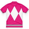 Hooktab 3D Printed Pink Ranger Mighty Morphin Power Rangers Men's Short Sleeve Anime Polo Shirt