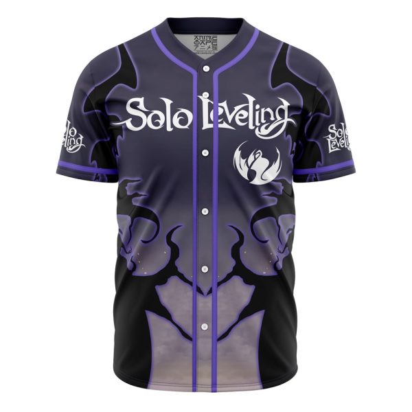 Hooktab 3D Printed The Shadow Monarch Solo Leveling Men's Short Sleeve Anime Baseball Jersey