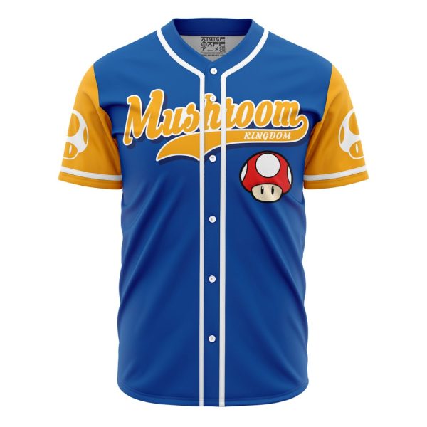 Hooktab 3D Printed Toad Mushroom Kingdom Super Mario Bros Men's Short Sleeve Anime Baseball Jersey