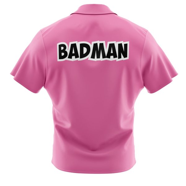 Vegeta Badman Pink Dragon Ball Z Men's Short Sleeve Button Up Hawaiian Shirt