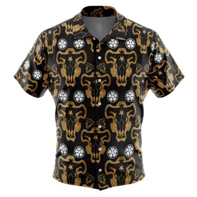 Black Bulls Black Clover Men's Short Sleeve Button Up Hawaiian Shirt