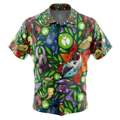 Bug Type Pokemon Pokemon Men's Short Sleeve Button Up Hawaiian Shirt