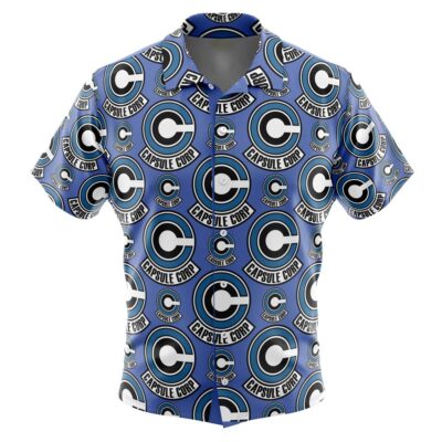 Capsule Corp Dragon Ball Z Men's Short Sleeve Button Up Hawaiian Shirt