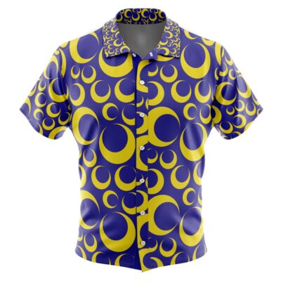 Crescent Moon Sailor Moon Men's Short Sleeve Button Up Hawaiian Shirt