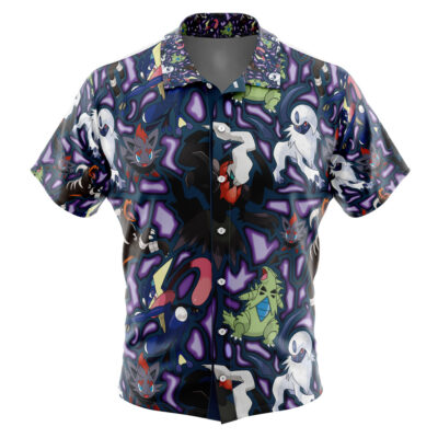 Dark Type Pokemon Pokemon Men's Short Sleeve Button Up Hawaiian Shirt