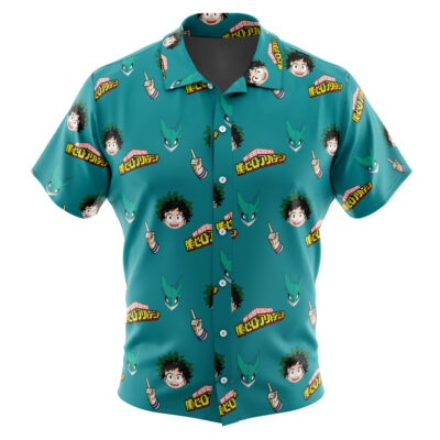 Deku My Hero Academia Men's Short Sleeve Button Up Hawaiian Shirt