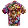 Eevee Evolutions Pokemon Men's Short Sleeve Button Up Hawaiian Shirt