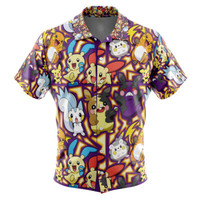 Electric Rodent Type Pokemon Pokemon Men's Short Sleeve Button Up Hawaiian Shirt