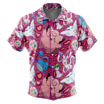 Fairy Type Pokemon Pokemon Men's Short Sleeve Button Up Hawaiian Shirt