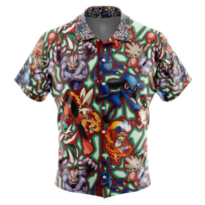 Fighting Type Pokemon Pokemon Men's Short Sleeve Button Up Hawaiian Shirt