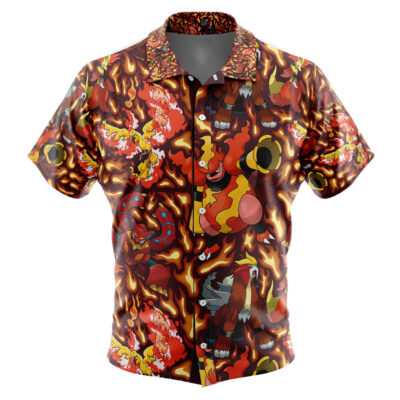 Fire Type Pokemon Pokemon Men's Short Sleeve Button Up Hawaiian Shirt