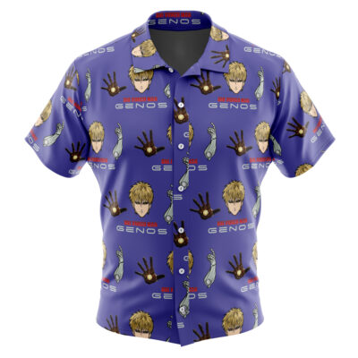Genos One Punch Man Men's Short Sleeve Button Up Hawaiian Shirt