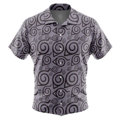Konoha Naruto Shippuden Men's Short Sleeve Button Up Hawaiian Shirt