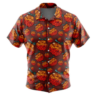 Mera Mera no Mi One Piece Men's Short Sleeve Button Up Hawaiian Shirt