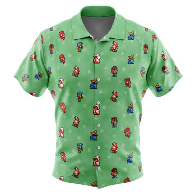 Original Final Fantasy Pattern Men's Short Sleeve Button Up Hawaiian Shirt
