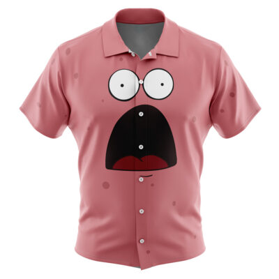Patrick Star Spongebob SquarePants Nickelodeon Men's Short Sleeve Button Up Hawaiian Shirt