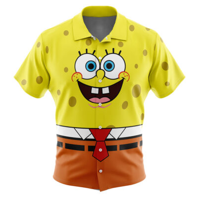 SpongeBob SquarePants Nickelodeon Men's Short Sleeve Button Up Hawaiian Shirt