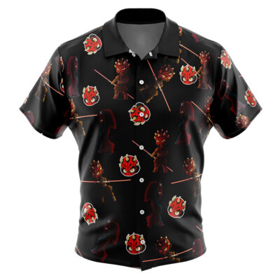 Chibi Darth Maul Pattern Star Wars Pattern Men's Short Sleeve Button Up Hawaiian Shirt